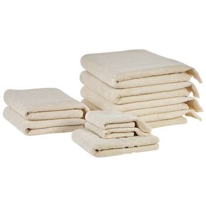 Beliani - ATIU - Handdoek set van 9 - Beige - Katoen