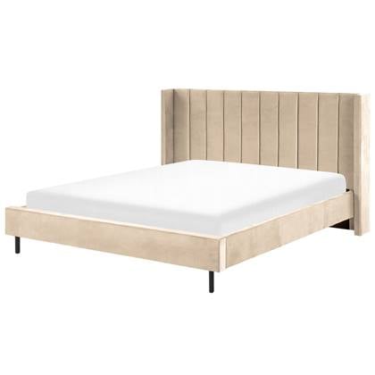 Beliani - VILLETTE - Tweepersoonsbed - Beige - 180 x 200 cm - Fluweel