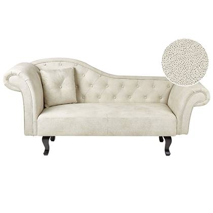 Beliani-LATTES II-Chaise longue-Lichtbeige-Linkerzijde-Fluweel