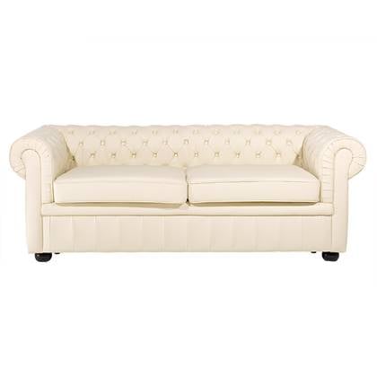 Beliani - CHESTERFIELD - Chesterfield bank 2-zits - Beige - Leer