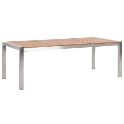 Beliani-GROSSETO -Tuintafel-Lichte houtkleur-100 x 220 cm-RVS