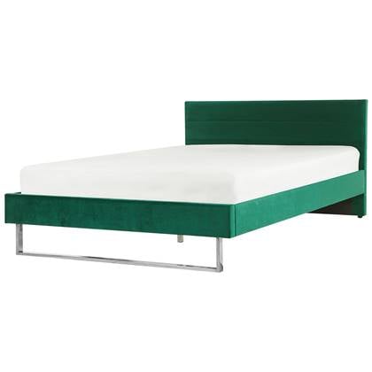 Beliani - BELLOU - Tweepersoonsbed - Groen - 180 x 200 cm - Fluweel