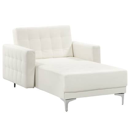 Beliani - ABERDEEN - Chaise longue - Wit - Symmetrisch - Kunstleer