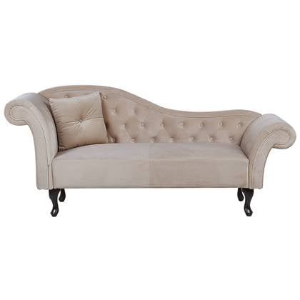 Beliani - LATTES - Chaise longue - Beige - Linkerzijde - Fluweel