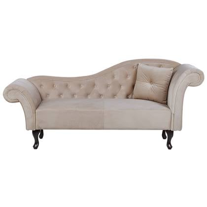 Beliani - LATTES - Chaise longue - Beige - Rechterzijde - Fluweel