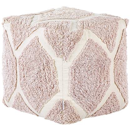 Beliani - ROJHAN - Poef - Pastelroze - 40 cm - Katoen Beige
