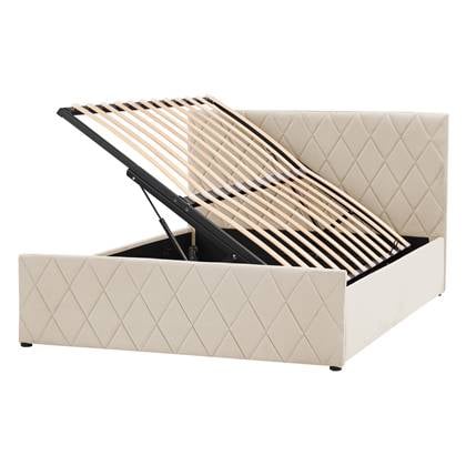 Beliani - ROCHEFORT - Tweepersoonsbed - Beige - 180 x 200 cm - Fluweel