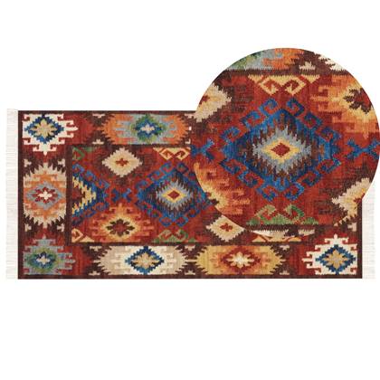 Beliani - ZOVUNI - Kelim vloerkleed - Multicolor - 80 x 150 cm - Wol