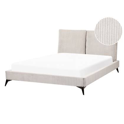 Beliani-MELLE -Tweepersoonsbed-Licht-140 x 200 cm-Corduroy Beige