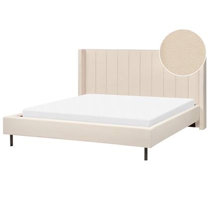 Beliani - VILETTE - Tweepersoonsbed - Beige - 180 x 200 cm - Bouclé