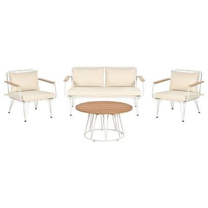 Beliani - MONTESILVANO - Loungeset voor 4 - Wit met Beige - Staal