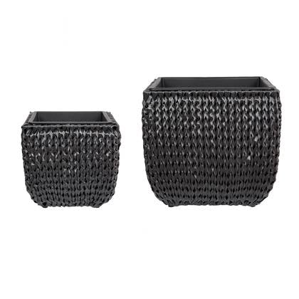 Beliani - BERBERIS - Bloempot set van 2 - Zwart - PE rotan