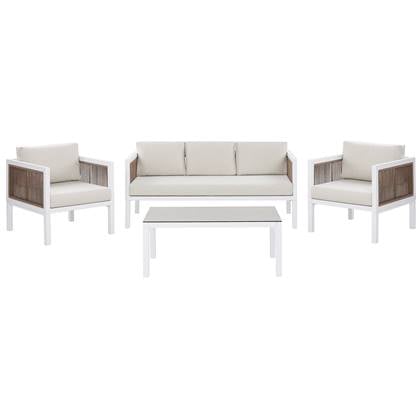 Beliani - BORELLO - Loungeset voor 5 - Wit - Aluminium