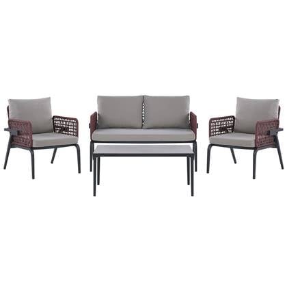 Beliani - SCIACCA - Loungeset voor 4 - Grijs - Aluminium