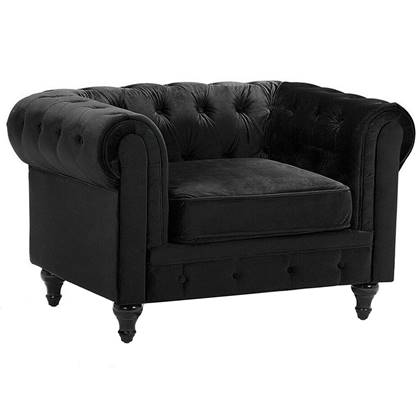 Beliani - CHESTERFIELD - Chesterfield fauteuil - Zwart - Fluweel