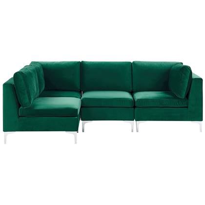 Beliani - EVJA - Hoekbank - Groen - Rechterzijde - 235 cm - Fluweel