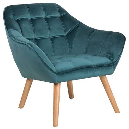 Beliani - KARIS - Fauteuil - Blauwgroen - Fluweel