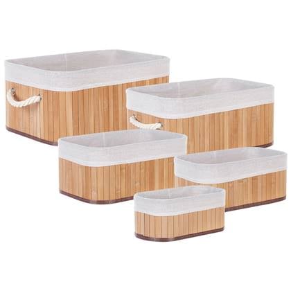 Beliani - TALPE - Manden set van 5 - Lichte houtkleur - Bamboehout Bruin