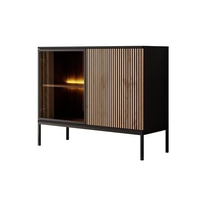 Meubella Dressoir Legend - Mat zwart - Eiken - 104 cm