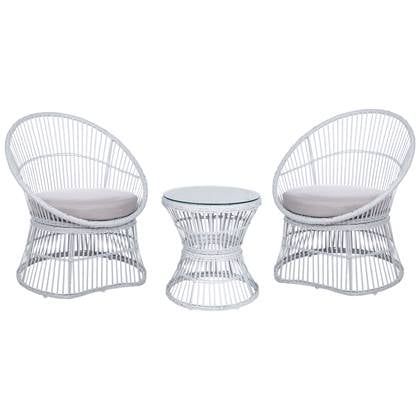 Beliani - MESYNA - Bistro set - Wit - Rotan