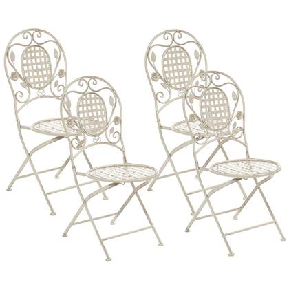 Beliani - BIVIO - Tuinstoel set van 4 - Wit - IJzer