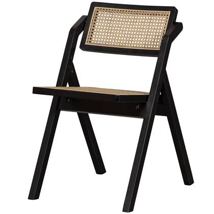 Basiclabel Weft Klapstoel - Rattan|Hout - Zwart - 77x47x60