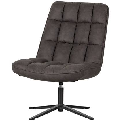 WOOOD Dirkje Draaifauteuil Leerlook Zwart 101x70x85