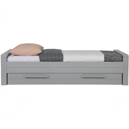 WOOOD Dennis bed incl. Matras|Bedlade - Betongrijs - Grijs - 53x219x95