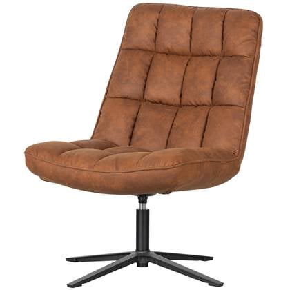 WOOOD Dirkje Draaifauteuil Leerlook Cognac 101x70x85