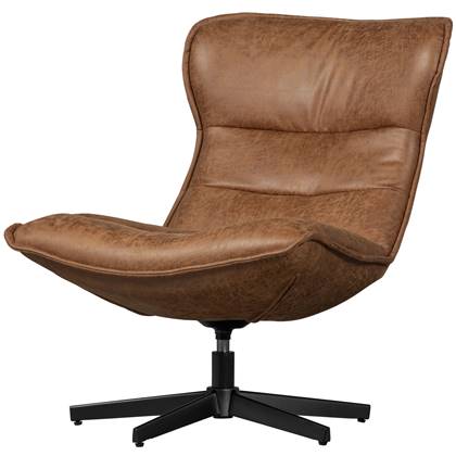 Basiclabel Warp Draaifauteuil Leerlook Cognac 92x81x92