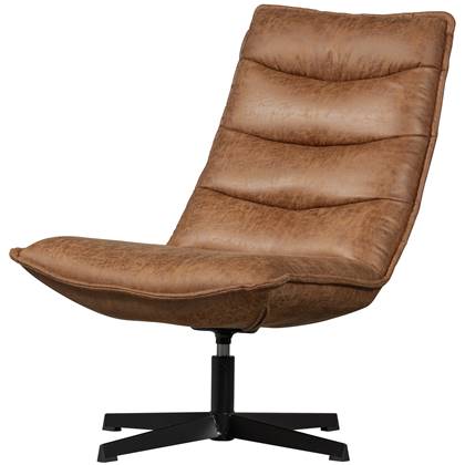 WOOOD Draaifauteuil Nika Leerlook Cognac 92x65x92