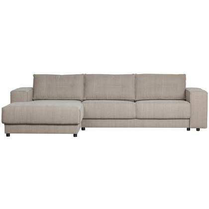 Basiclabel Chaise Longue Links - Katoen|Linnen - Zand - 81x295x95|177