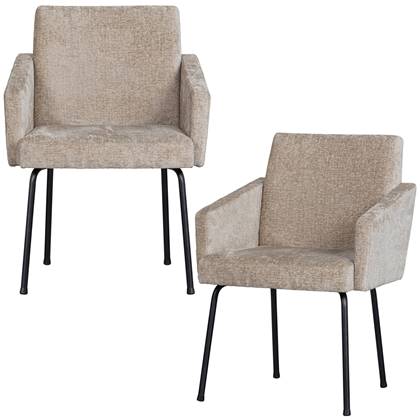 BePureHome Mount Eetkamerstoel - Polyester - Naturel - Set van 2