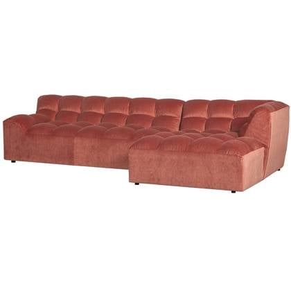 WOOOD Allure Chaise Longue Rechts - Fluweel - Blush - 79x324x165