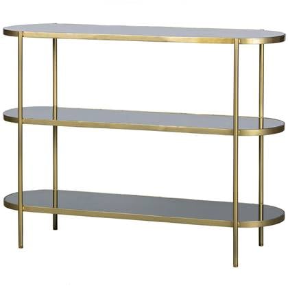 BePureHome Smokey Sidetable - Metaal|Glas - Antique Brass - 120x38x90