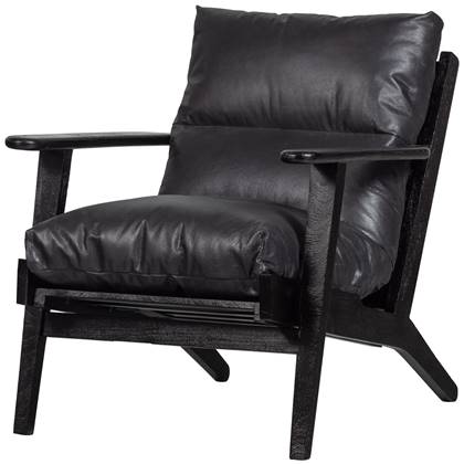 BePureHome Fauteuil Houston Leer- Zwart 86x71x71