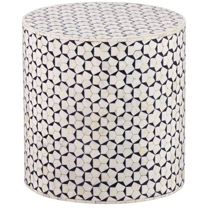 WOOOD Exclusive Neva Sidetable - Bone Inlay - Zwart|Wit - 40x37x37