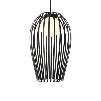 QAZQA Design hanglamp zwart met opaal IP44 - Angela