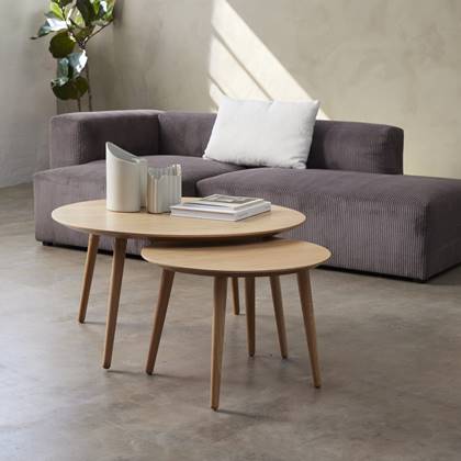 Giga Living Salontafel Adda Rond Naturel Eiken Set van 2