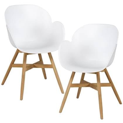 Exotan Tulip Tuin Fauteuil - Teak|Propyleen - Wit - Set van 2