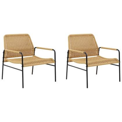 Beliani - PRASIMO - Tuinstoel set van 2 - Naturel - PE Rotan Beige