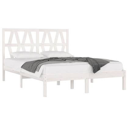 vidaXL Bedframe massief grenenhout wit 120x190 cm