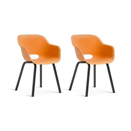 Keter Noa Tuinstoel - 2 stuks - 55x56.5x80cm - metalen onderstel Oranje