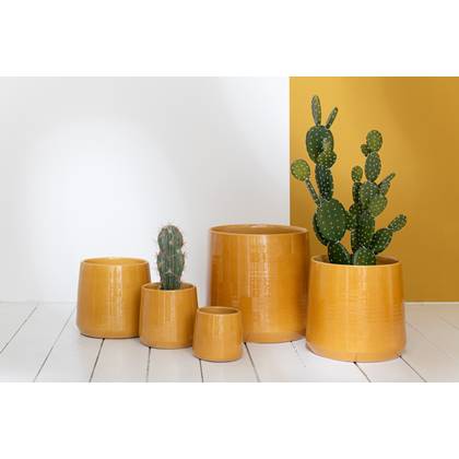 J-Line bloempot Rond - keramiek - oker - medium - Ø 23 cm Geel