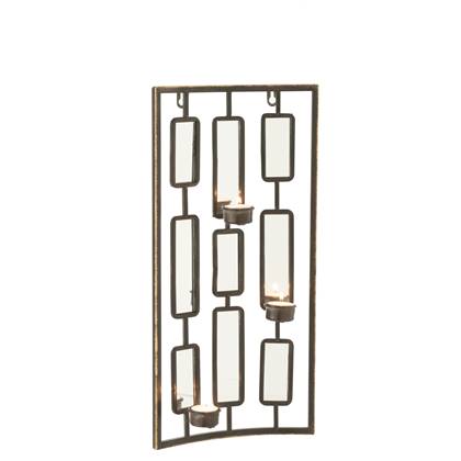 J-Line wanddecoratie Theelichthouder - metaal|glas - - small Grijs