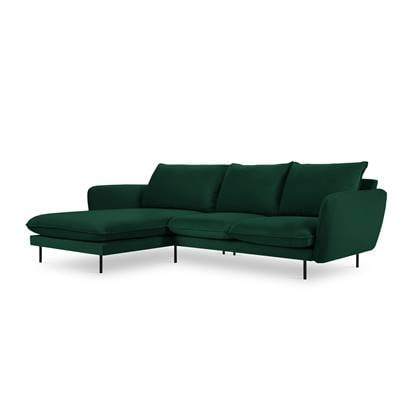 Cosmopolitan Design Vienna Hoekbank met Chaise Longue Links - Velvet - Flessengroen