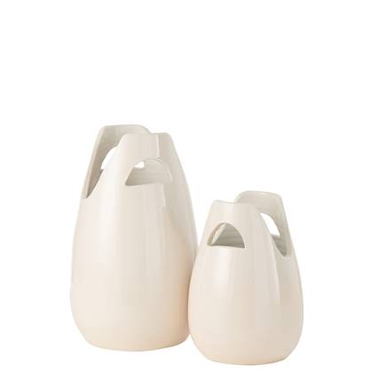J-Line vaas Handvat - keramiek - - large - 40 cm hoog Wit
