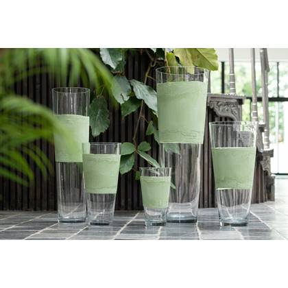 J-Line vaas Delph - glas - transparant|groen - extra large