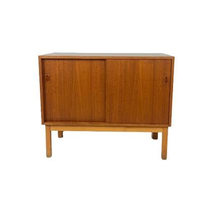 Scandinavisch Vintage Teak Fineren Kast Met Schuifdeuren