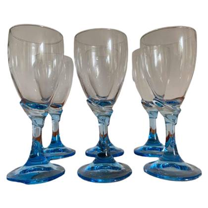 Reliving 6X Wijnglas | Champagneglas Lichtblauwe Steel Bormioli
